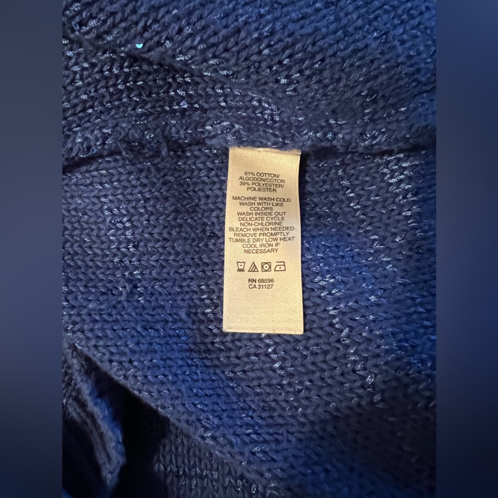 DKNY JEANS. Sparkly holiday sweater in a royal blue with metallic thread! - Picture 3 of 6